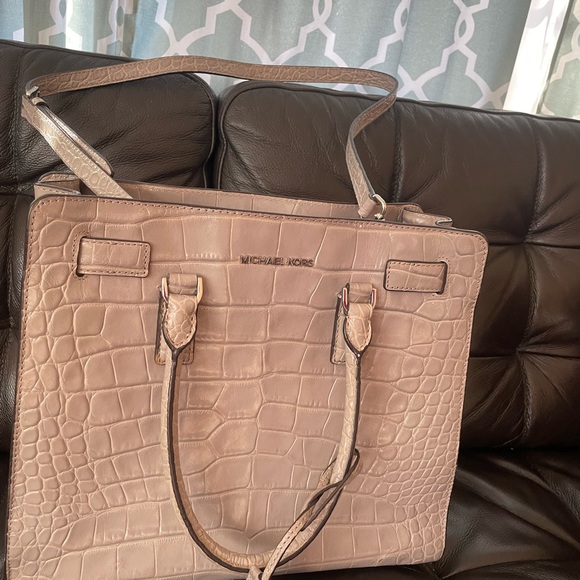 Michael Kors Crocodile-Embossed Leather Satchel with crossbody strap - Picture 2 of 7